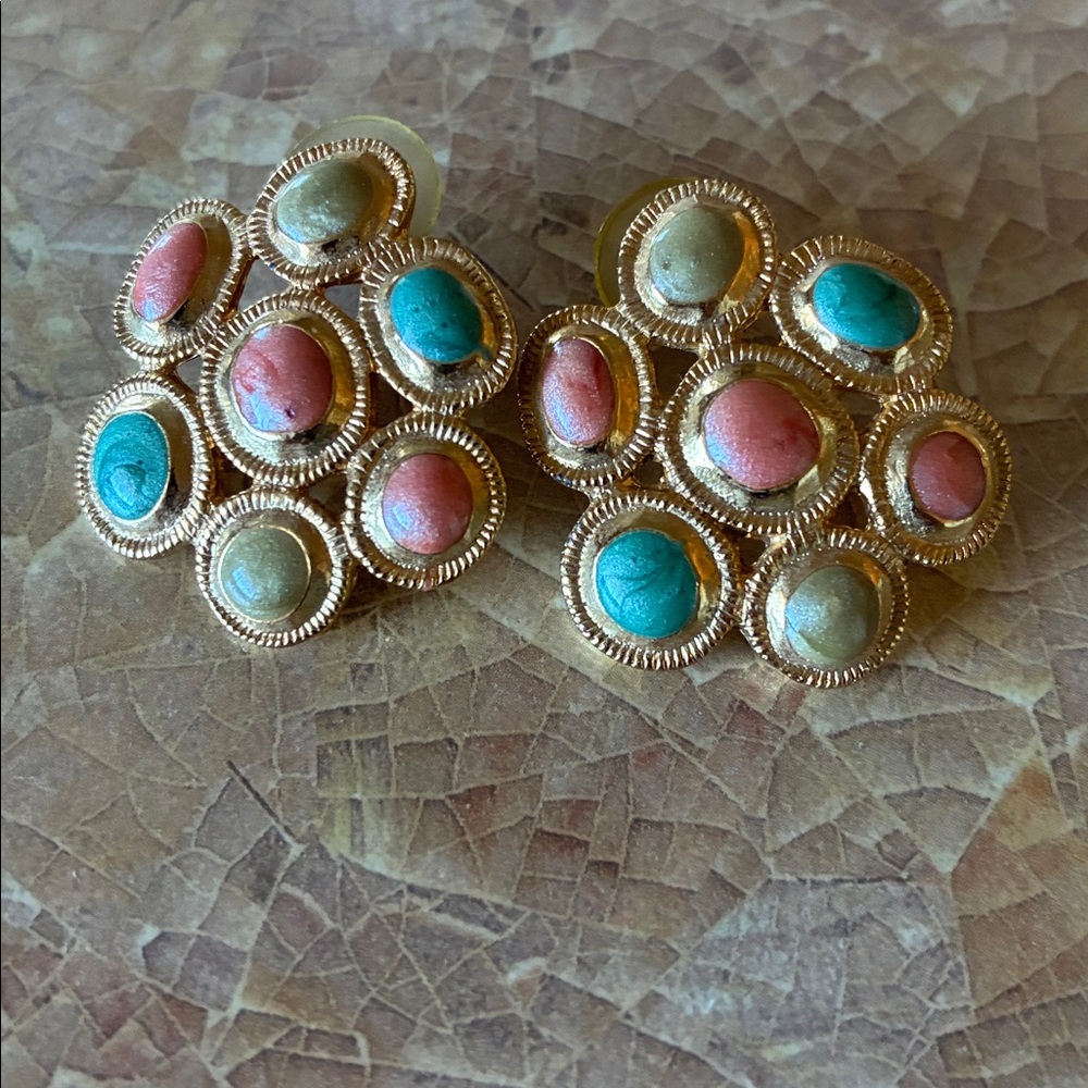 Multicolor Statement Post Earrings - image 1